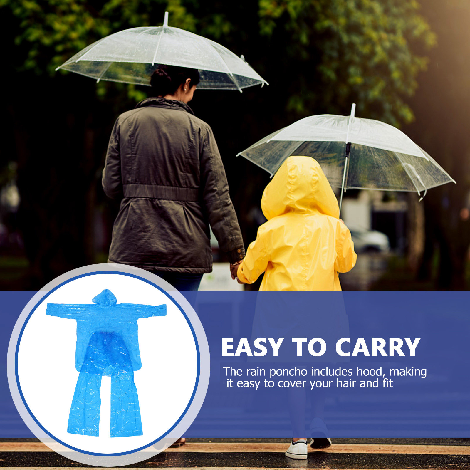 Emergency Poncho Rain - Conjunto de Poncho Impermeable de Emergencia,