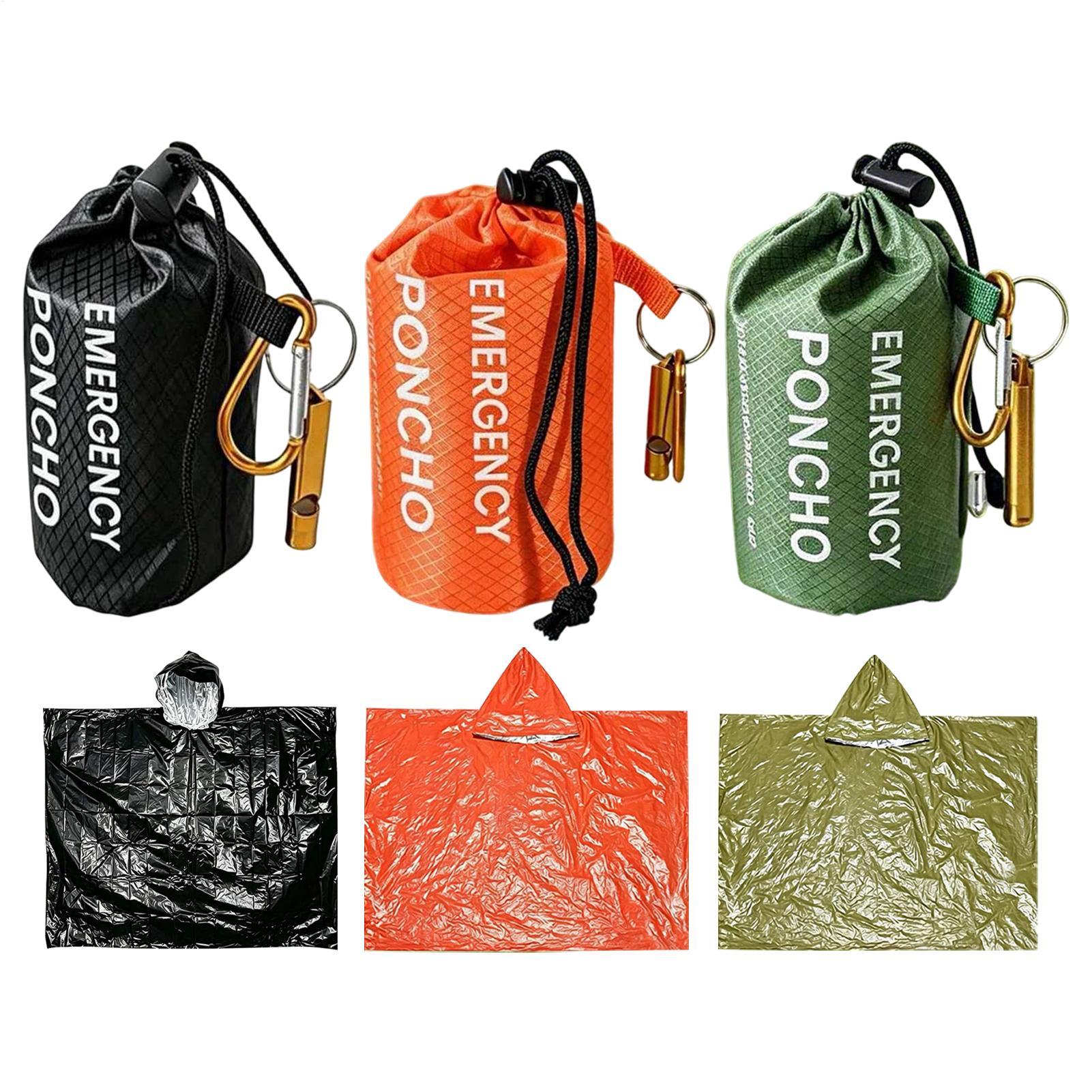Emergency Poncho Rain - 3 piezas: poncho impermeable de emergencia